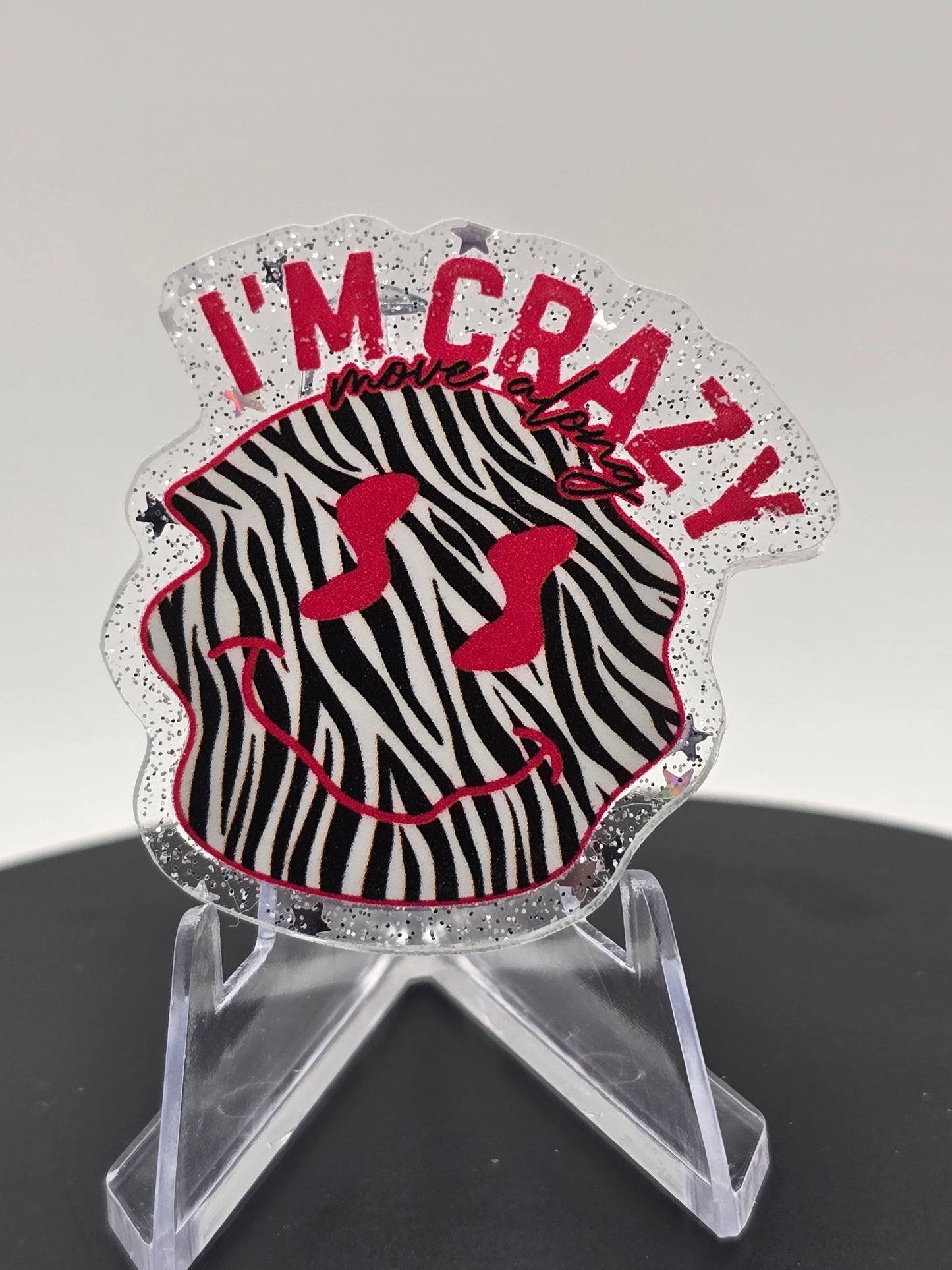 Acrylic Glitter Flatback - I'm Crazy