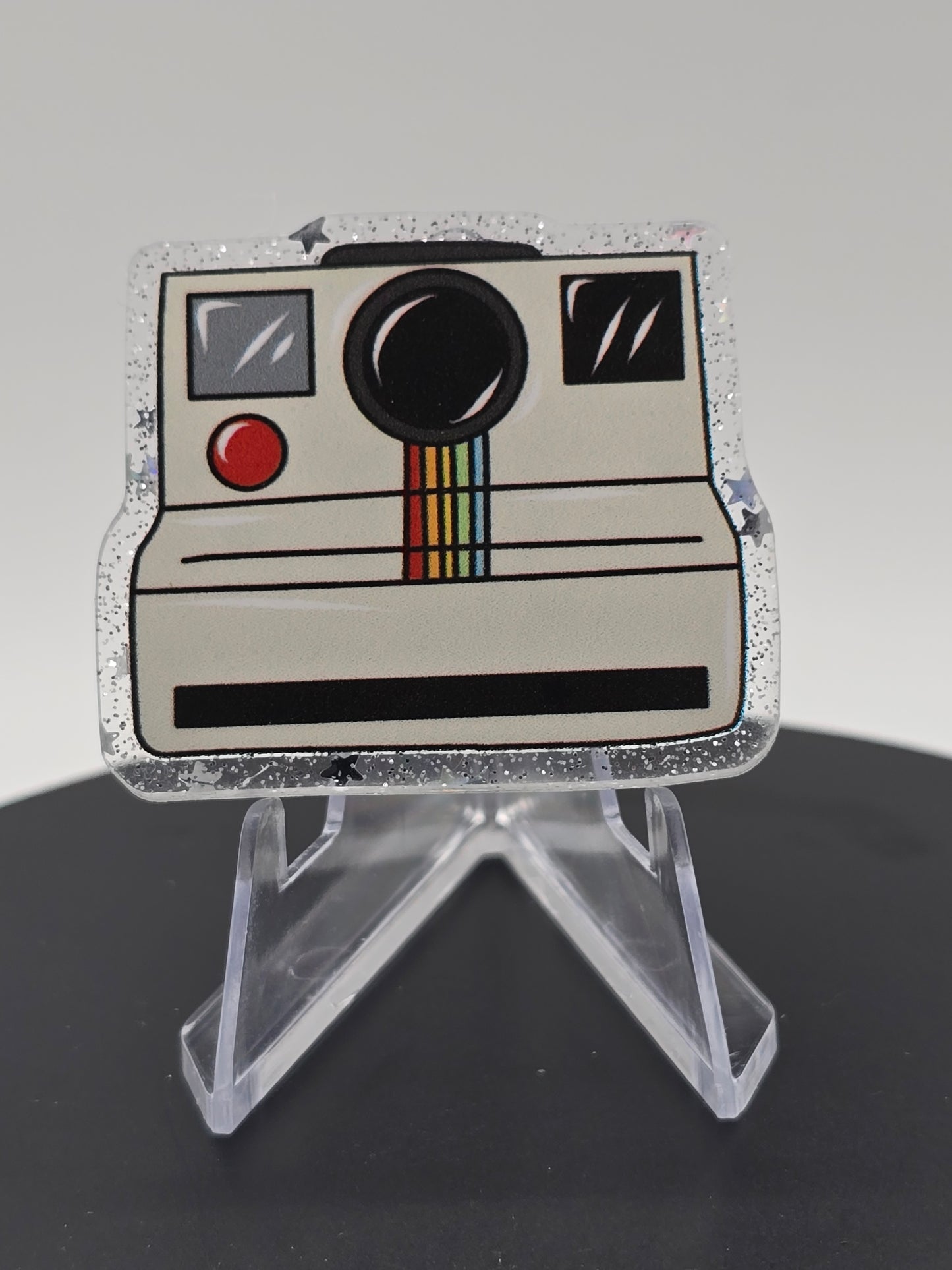 Acrylic Glitter Flatback -Camera