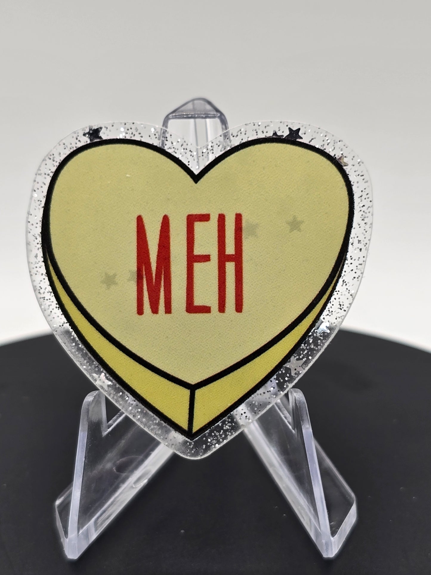 Acrylic Glitter Flatback -Conversation Heart Meh