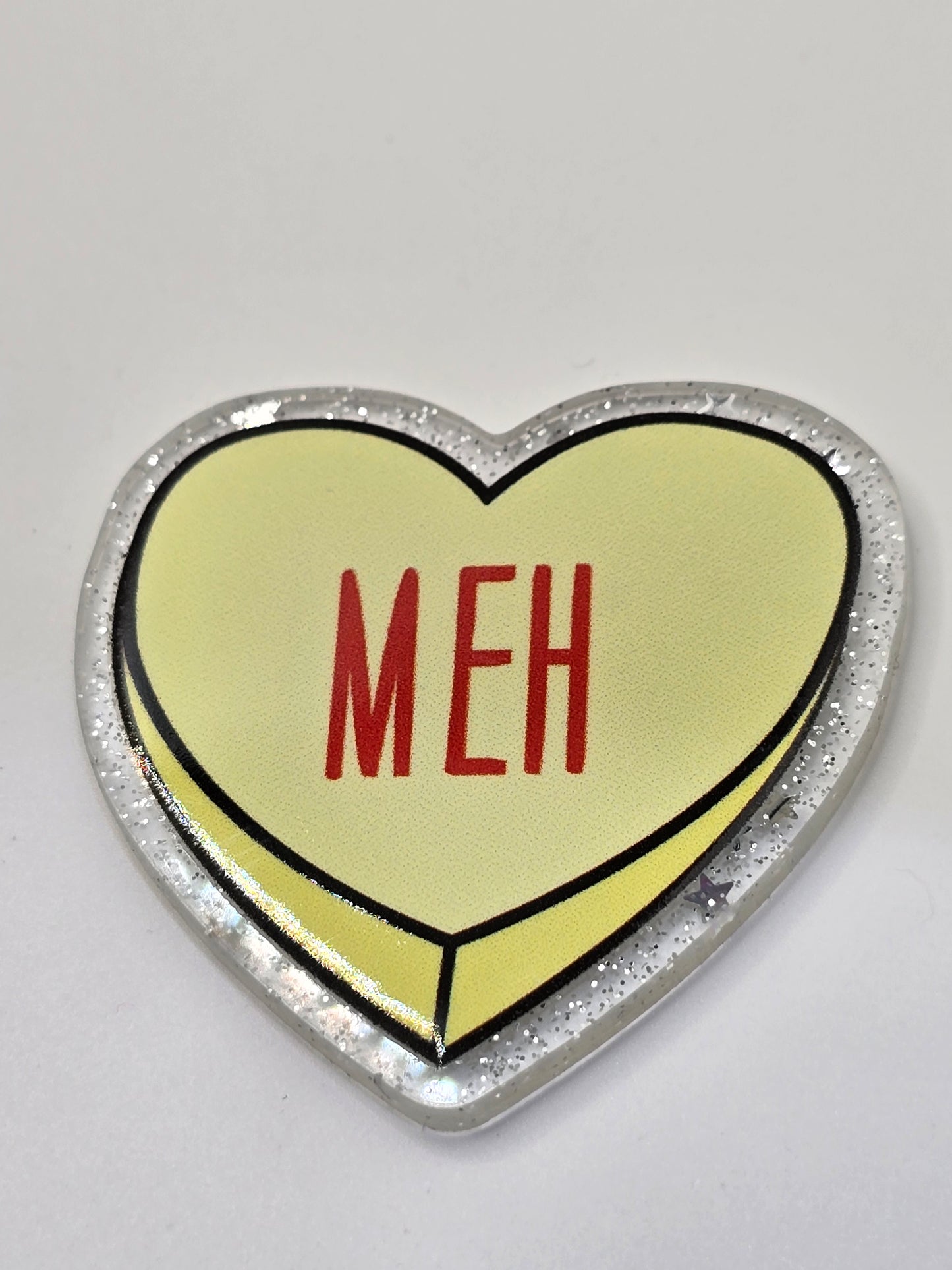 Acrylic Glitter Flatback -Conversation Heart Meh