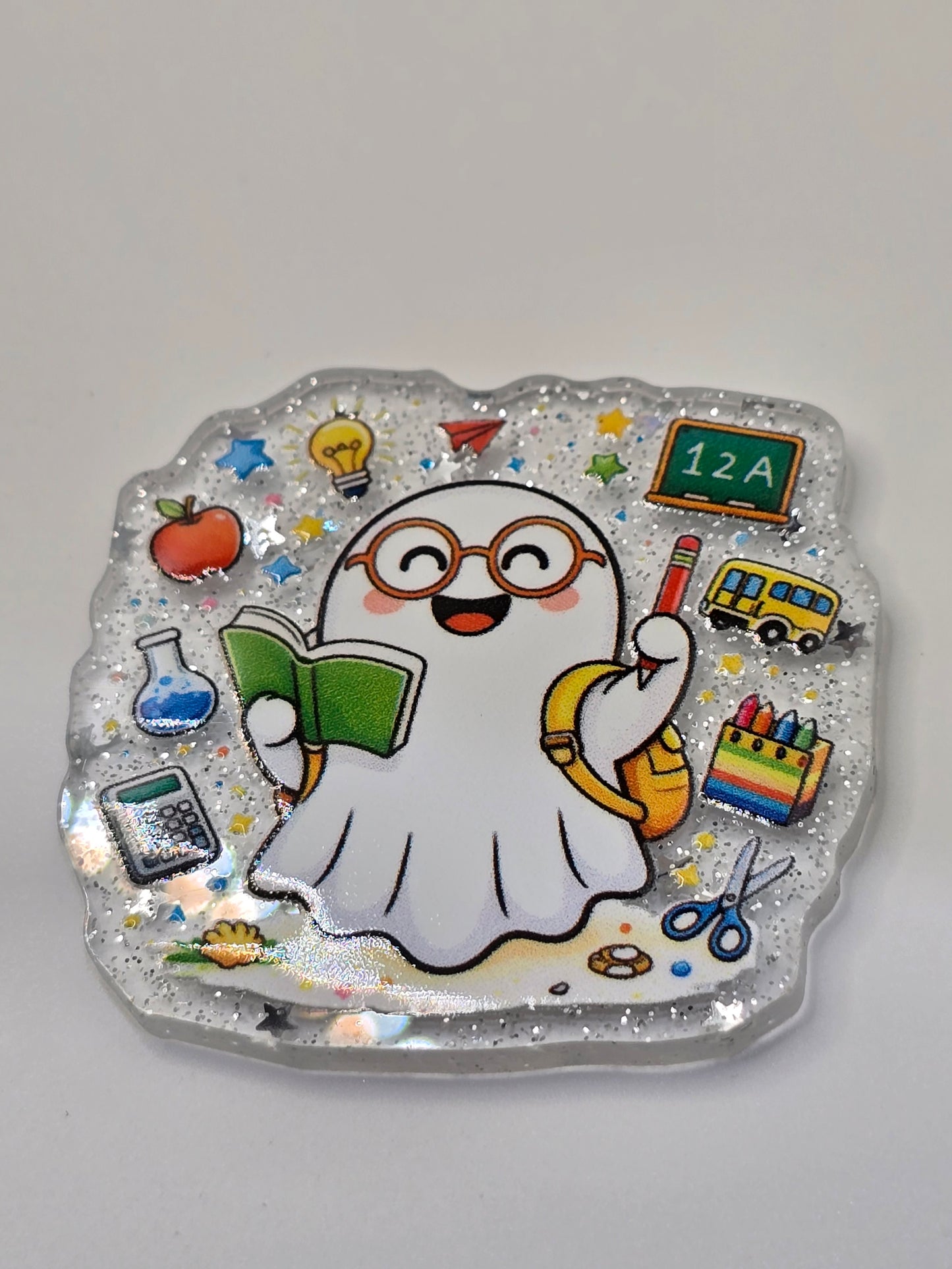 Acrylic Glitter Flatback-Education Ghosty