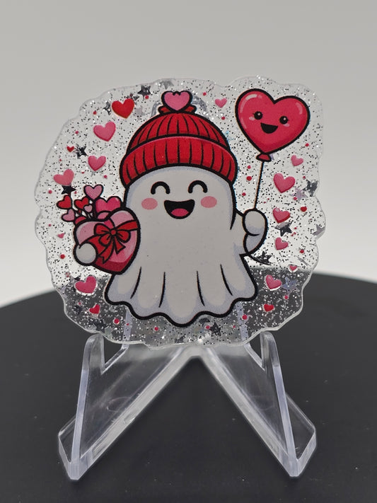 Acrylic Glitter Flatback-V-Day Ghosty