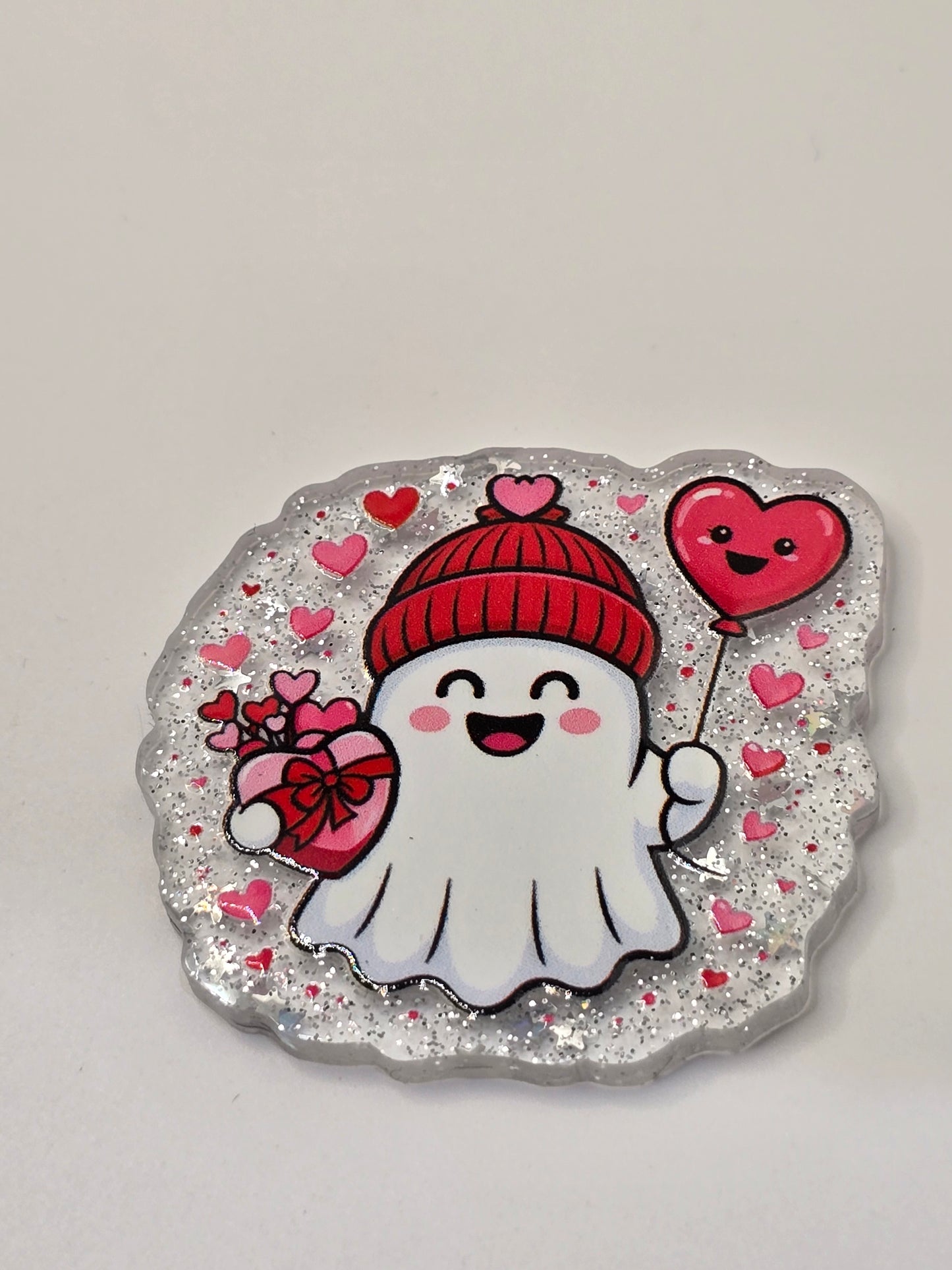 Acrylic Glitter Flatback-V-Day Ghosty