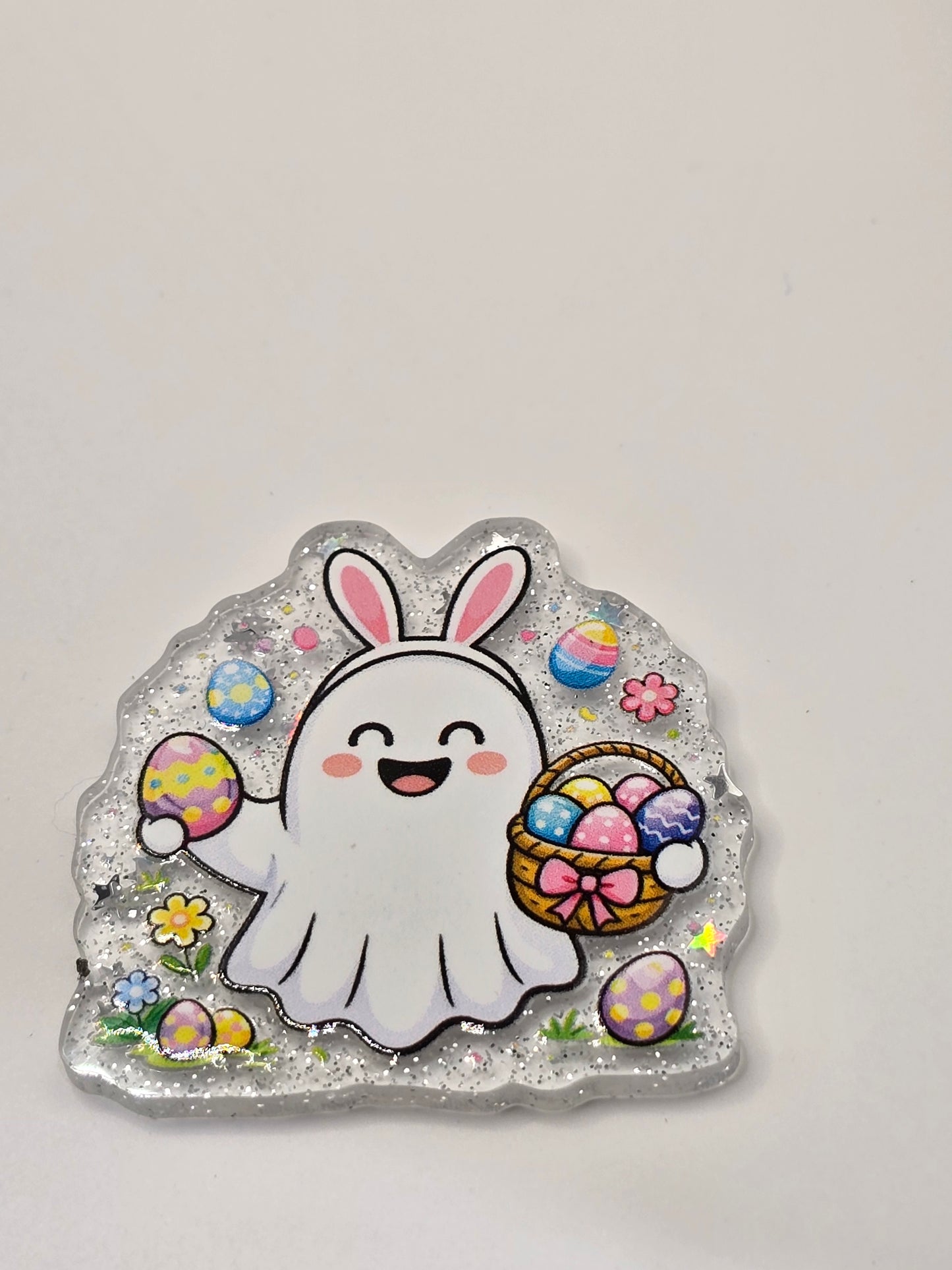 Acrylic Glitter Flatback-Easter Ghosty