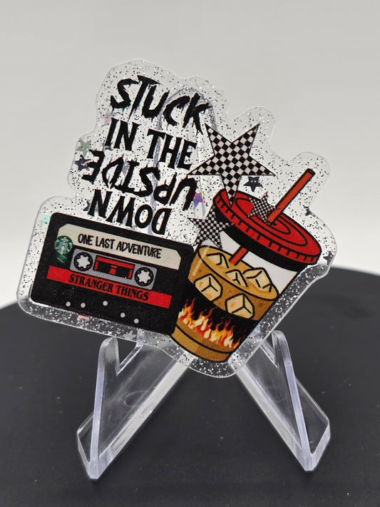 Acrylic Glitter Flatback -Stuck In The Upside Down Starbies Iced Coffee