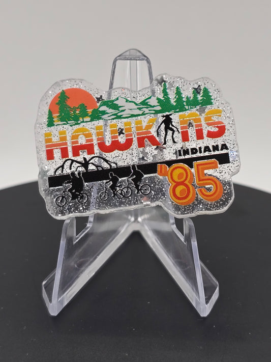 Acrylic Glitter Flatback -Hawkins '85