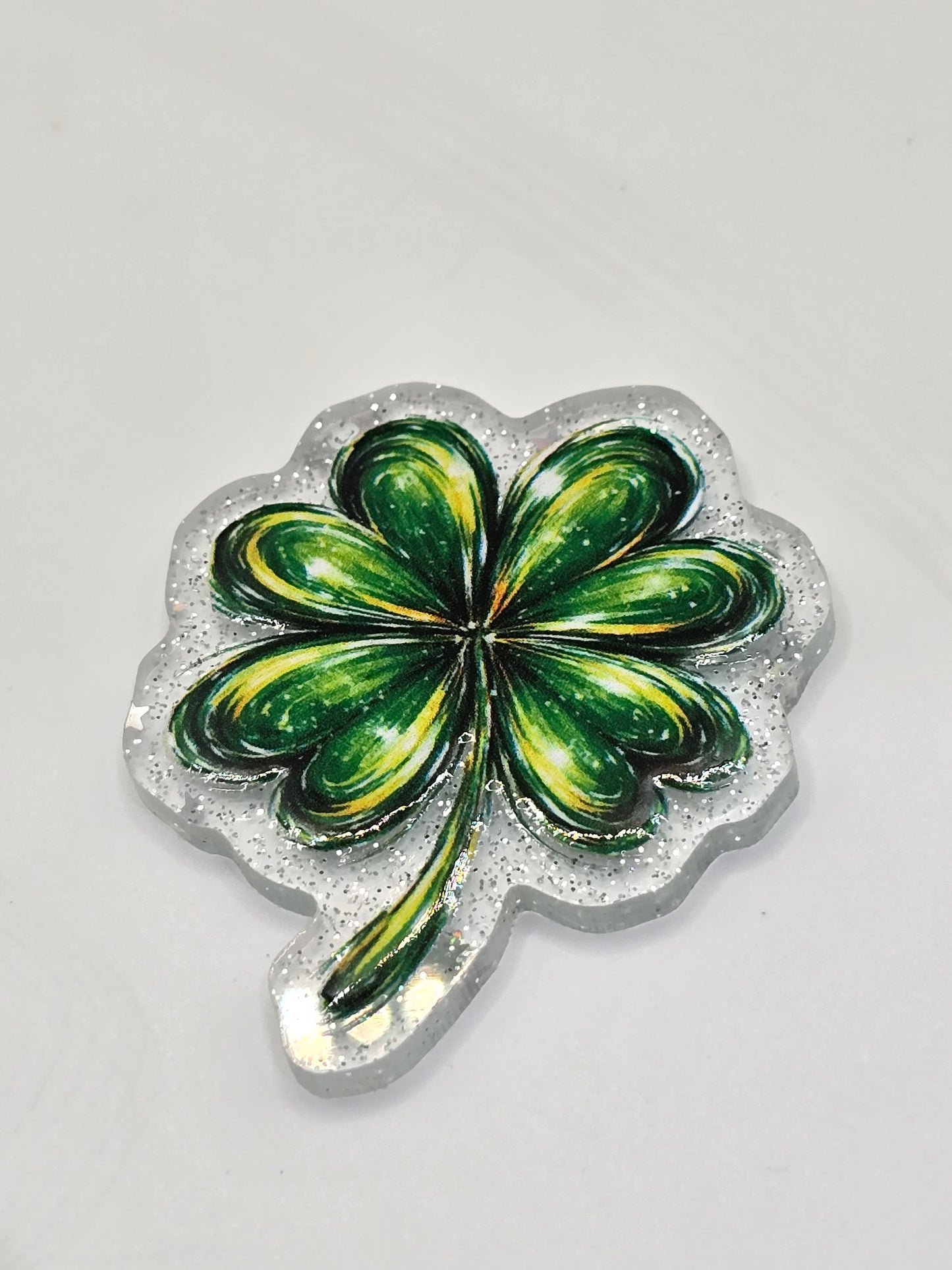 Acrylic Glitter Flatback-Shamrock