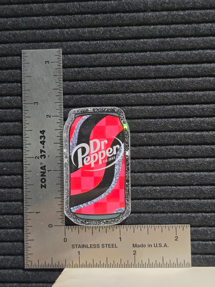 Acrylic Glitter Flatback- Dr. Pepper Pink and Black Glitter