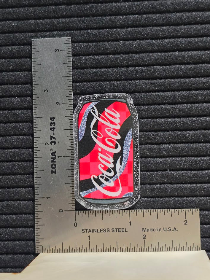 Acrylic Glitter Flatback- Coke Pink and Black Glitter