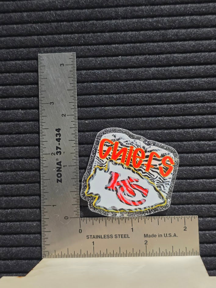 Acrylic Glitter Flatback- Chiefs Tiger Stripes
