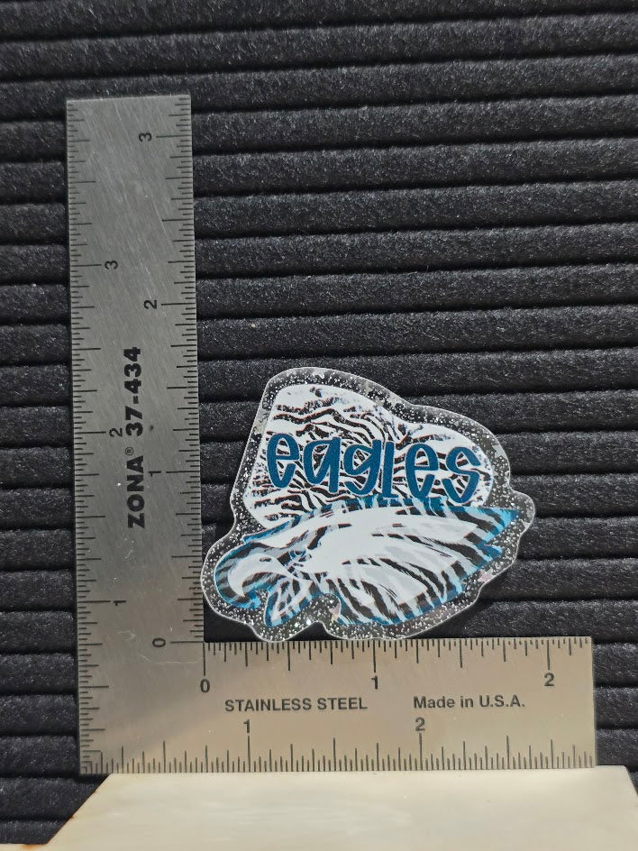Acrylic Glitter Flatback- Eagles Tiger Stripes