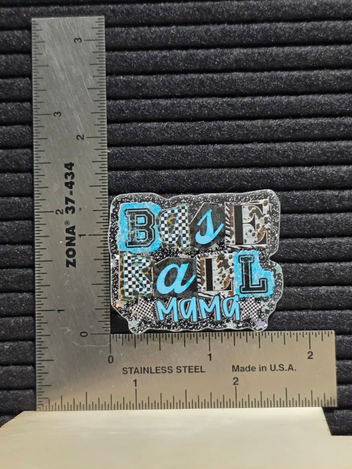 Acrylic Glitter Flatback- Base Ball Mama