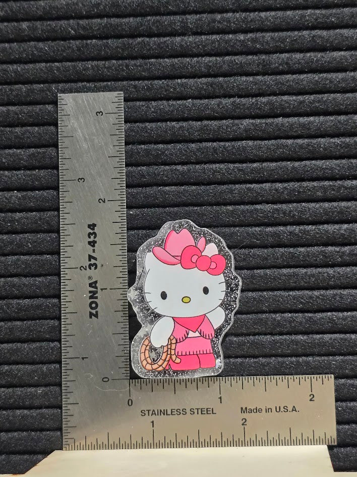 Acrylic Glitter Flatback- Cowboy Kitty