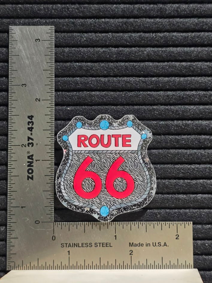 Acrylic Glitter Flatback- Route 66 Zebra