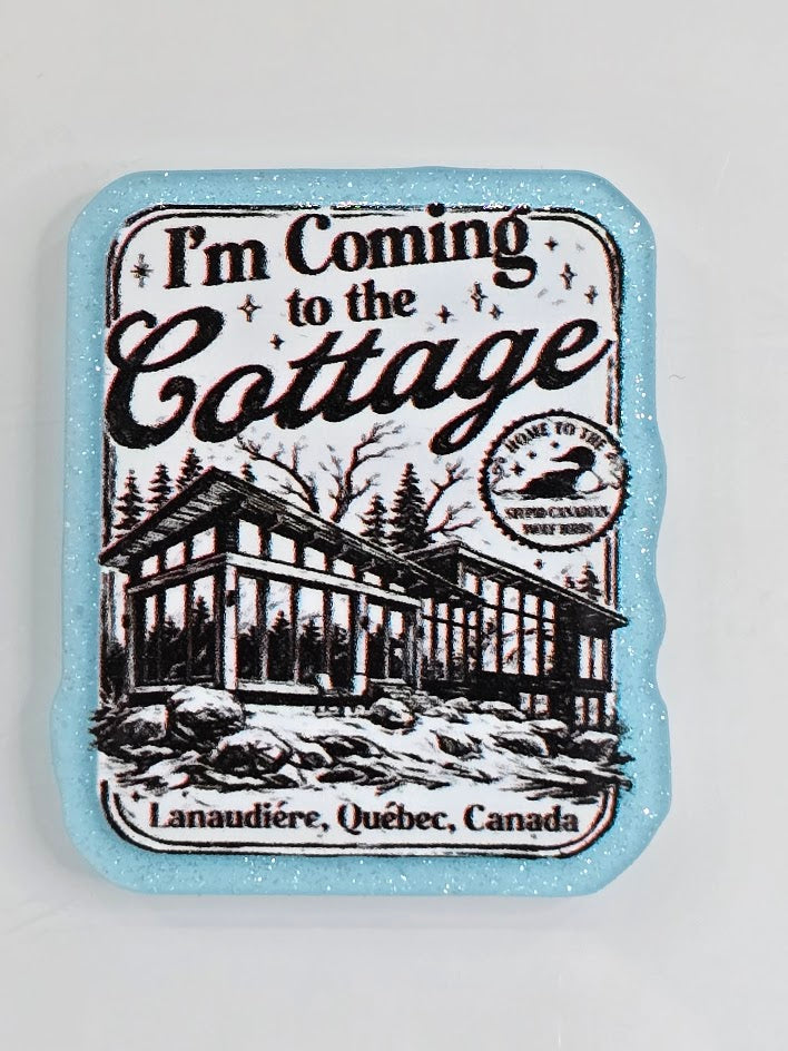 Acrylic Glitter Flatbacks - I'm Coming to the Cottage