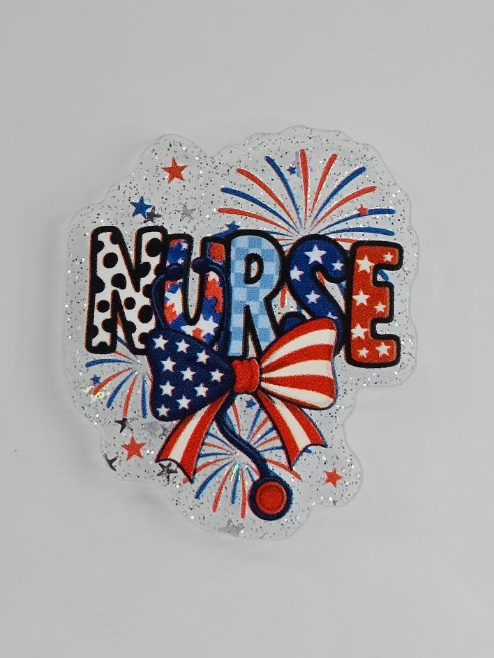 Acrylic Glitter Flatbacks - USA Nurse