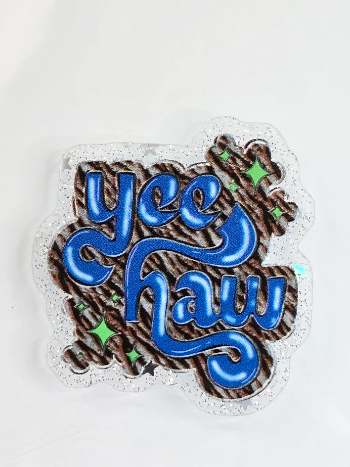 Acrylic Glitter Flatbacks - Yee Haw