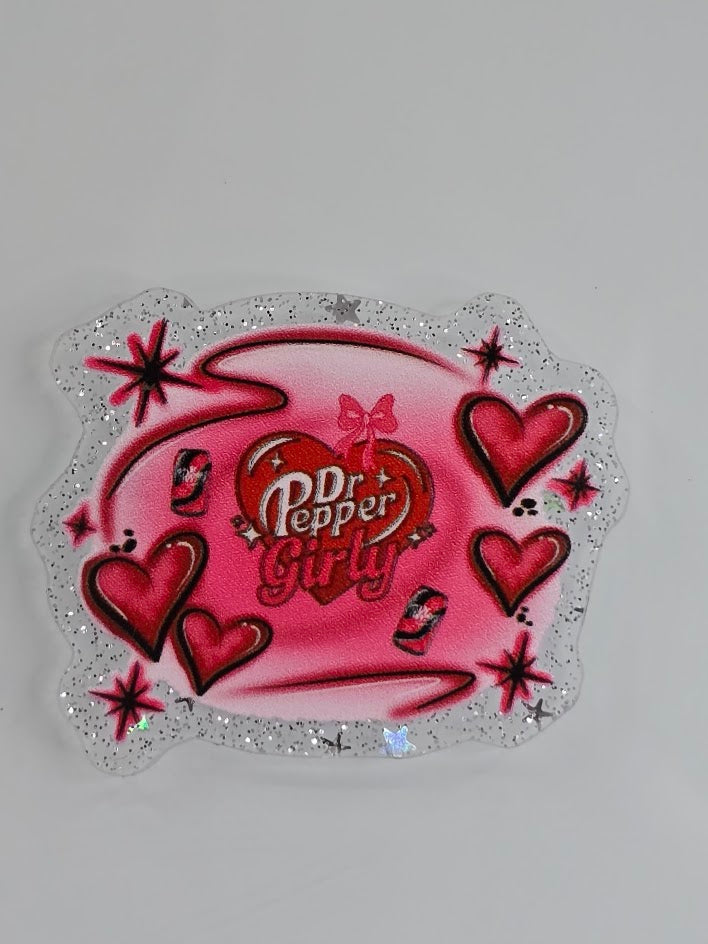 Acrylic Glitter Flatbacks - Dr Pepper Girly