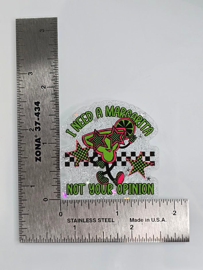 Acrylic Glitter Flatbacks - I Need A Margarita