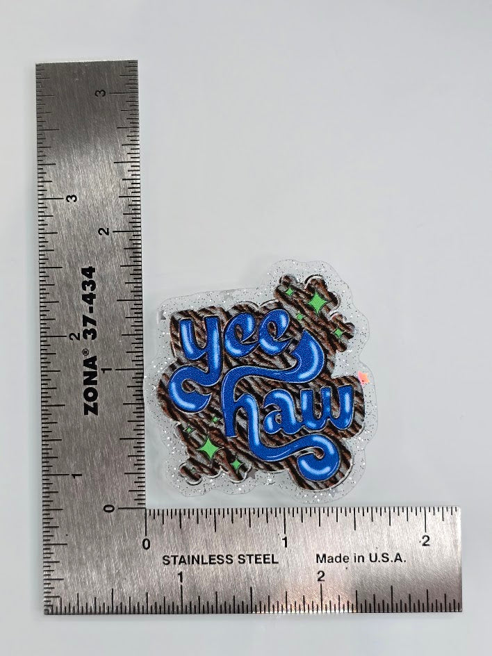 Acrylic Glitter Flatbacks - Yee Haw