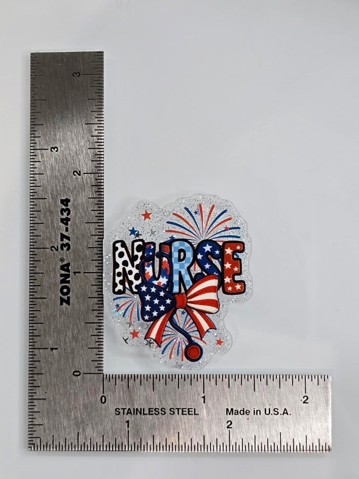 Acrylic Glitter Flatbacks - USA Nurse