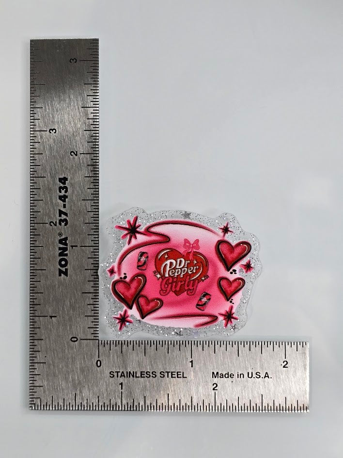 Acrylic Glitter Flatbacks - Dr Pepper Girly