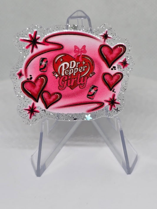 Acrylic Glitter Flatbacks - Dr Pepper Girly