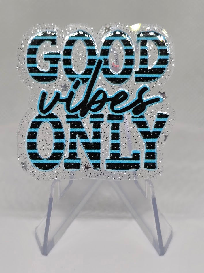 Acrylic Glitter Flatbacks - Good Vibes Only