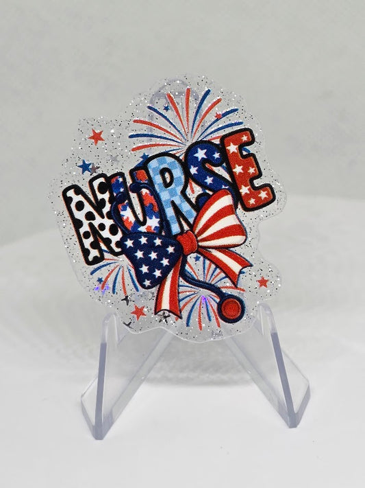 Acrylic Glitter Flatbacks - USA Nurse