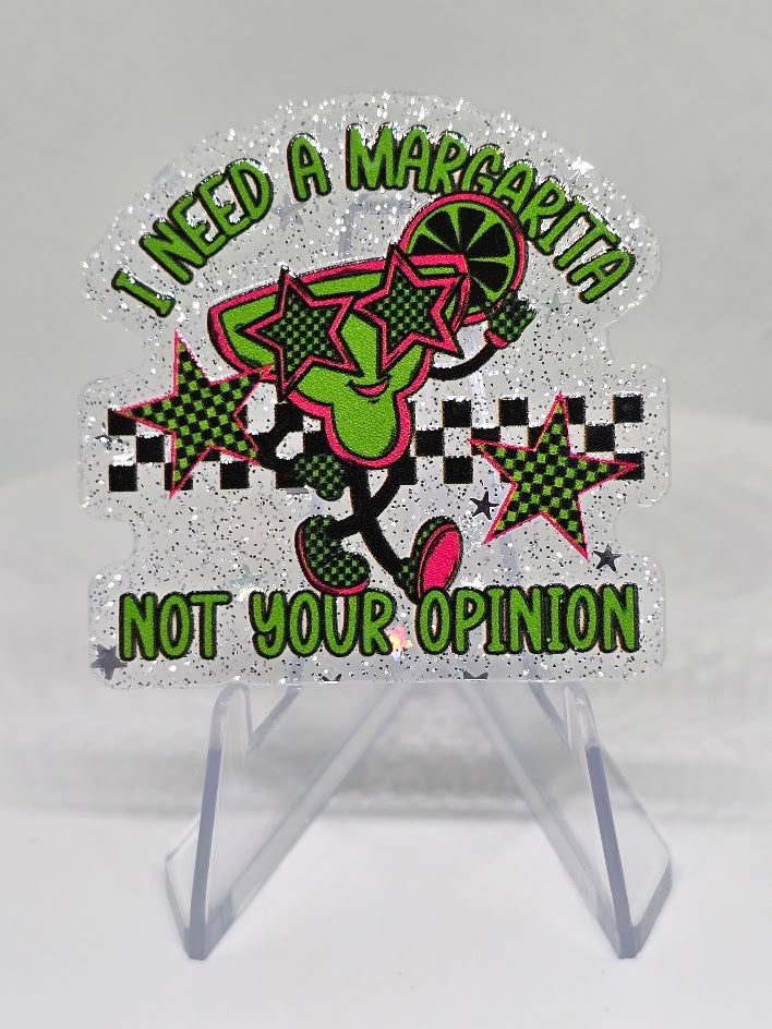 Acrylic Glitter Flatbacks - I Need A Margarita