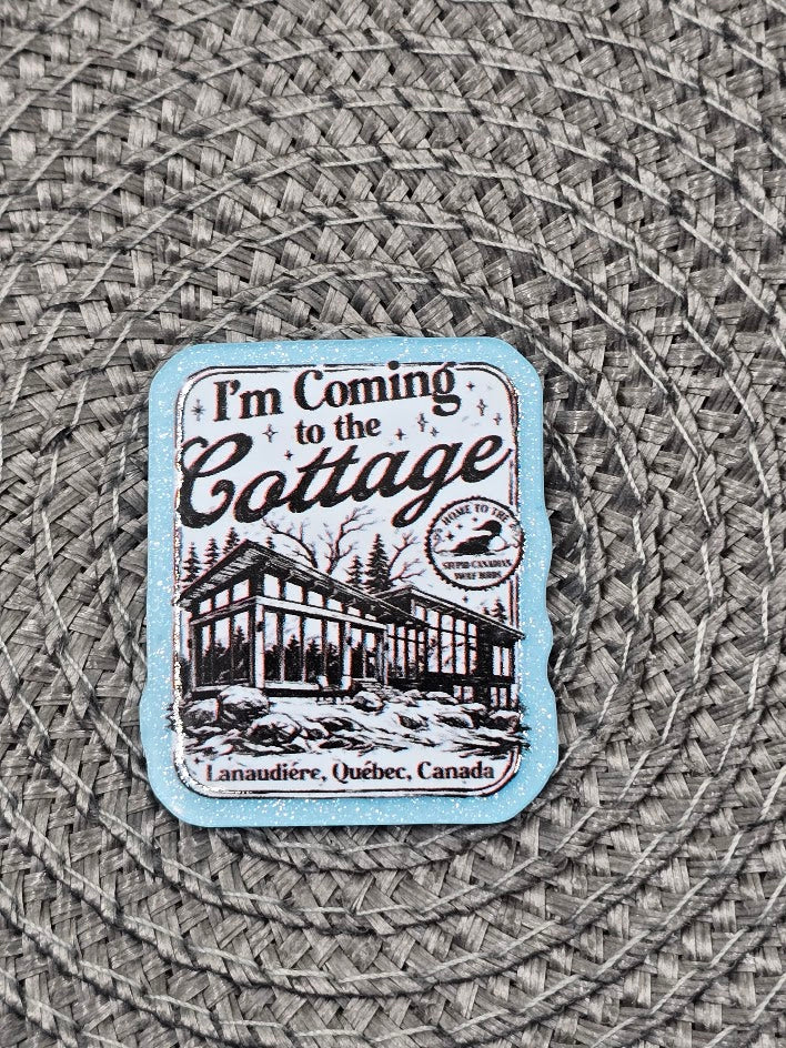 Acrylic Glitter Flatbacks - I'm Coming to the Cottage