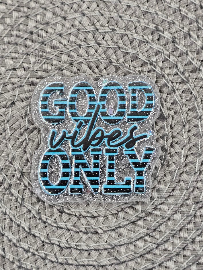 Acrylic Glitter Flatbacks - Good Vibes Only