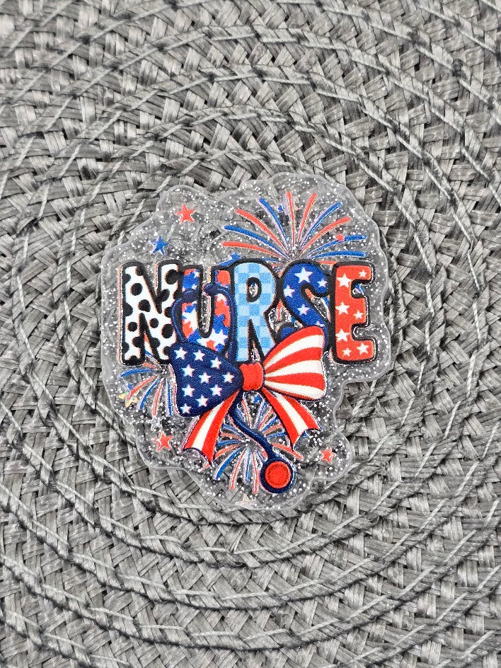 Acrylic Glitter Flatbacks - USA Nurse