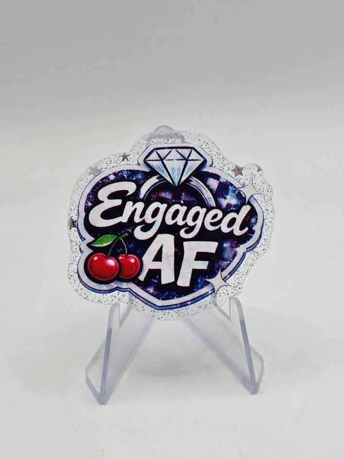 Acrylic Glitter Flatbacks - Engaged AF