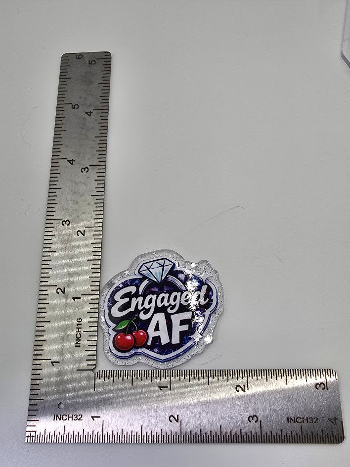 Acrylic Glitter Flatbacks - Engaged AF