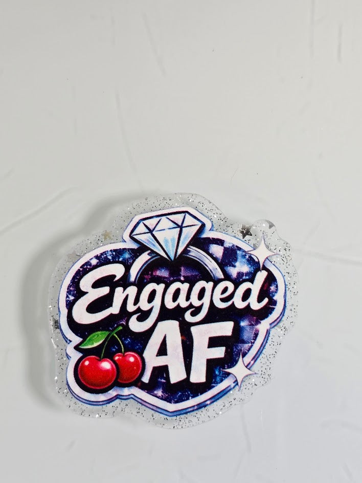 Acrylic Glitter Flatbacks - Engaged AF