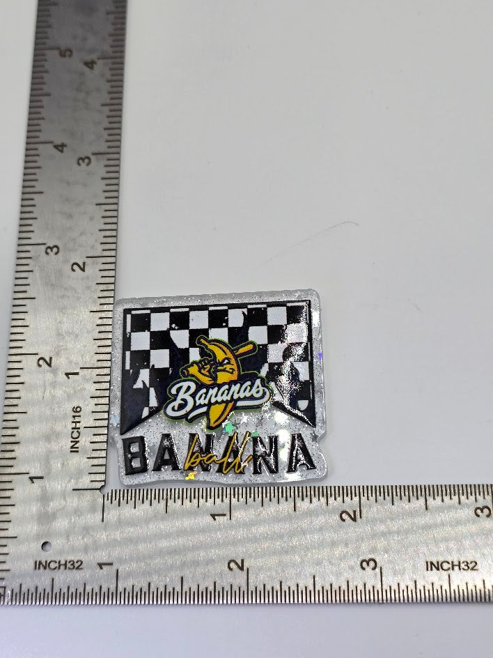 Acrylic Glitter Flatbacks - Banana Ball