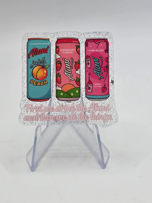 Acrylic Glitter Flatbacks - First We Drink Alani