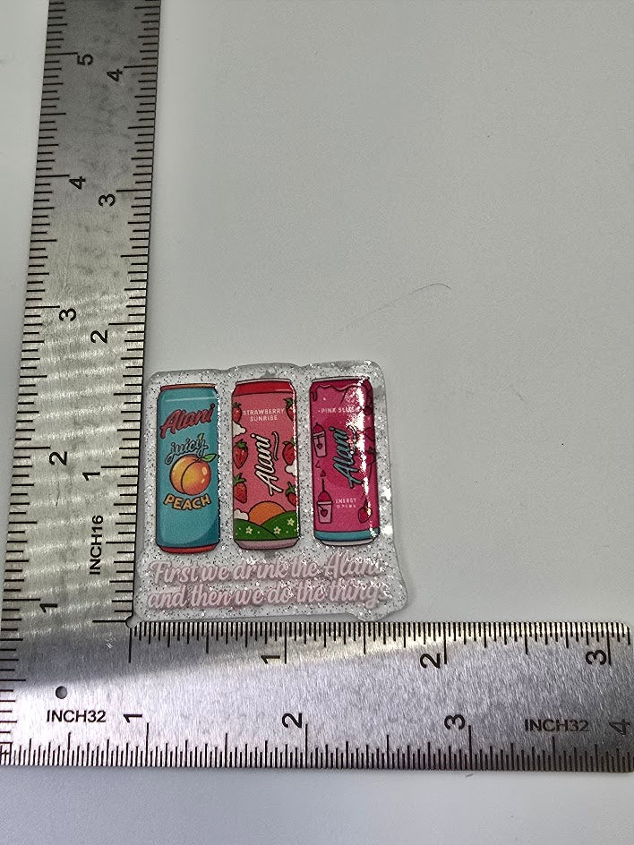 Acrylic Glitter Flatbacks - First We Drink Alani