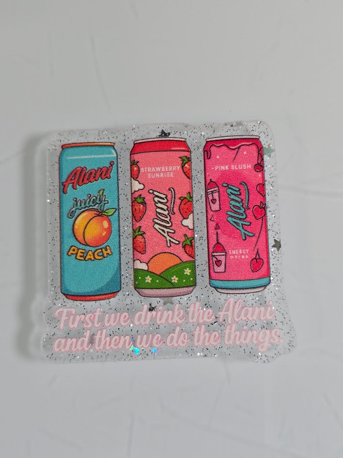 Acrylic Glitter Flatbacks - First We Drink Alani