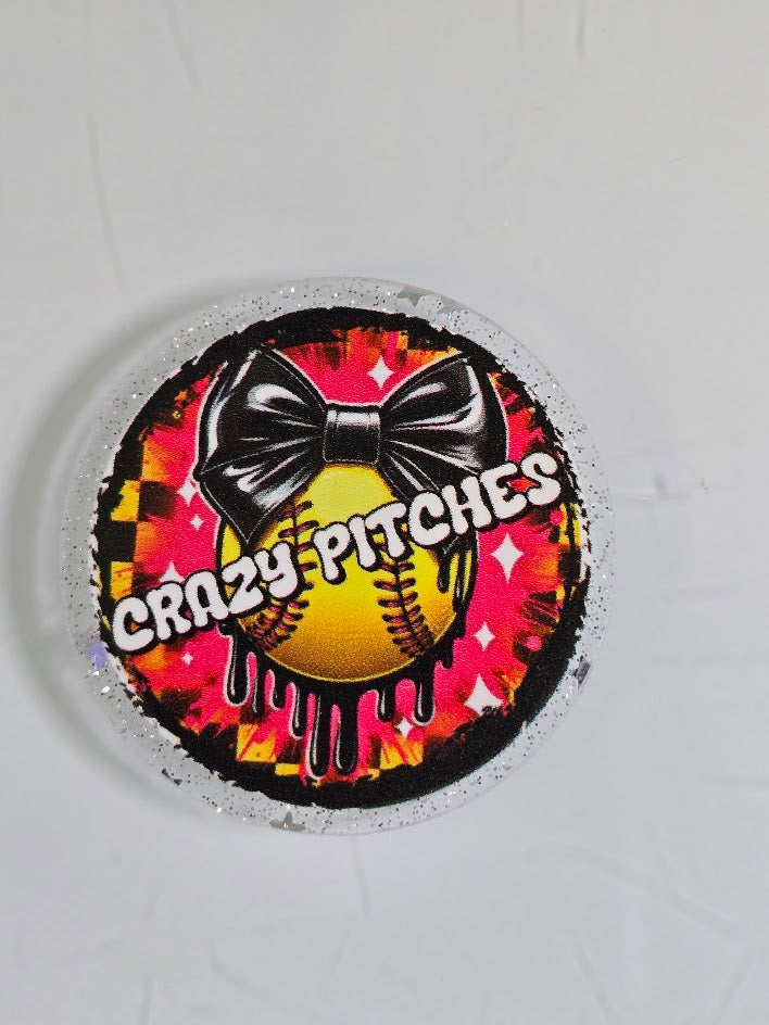 Acrylic Glitter Flatbacks - Crazy Pitches