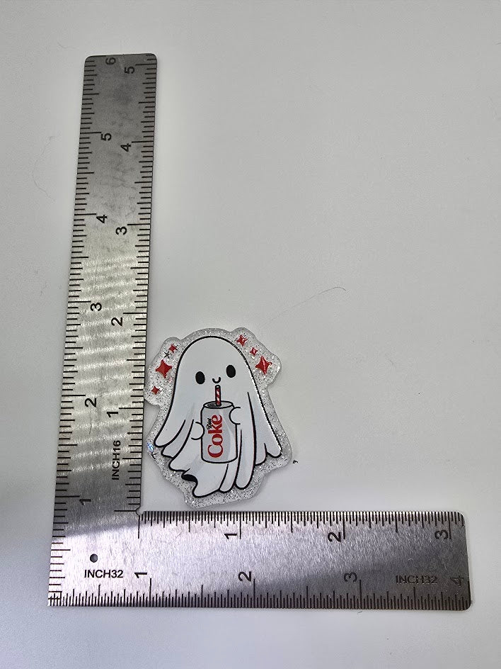 Acrylic Glitter Flatbacks - Diet Coke Ghost