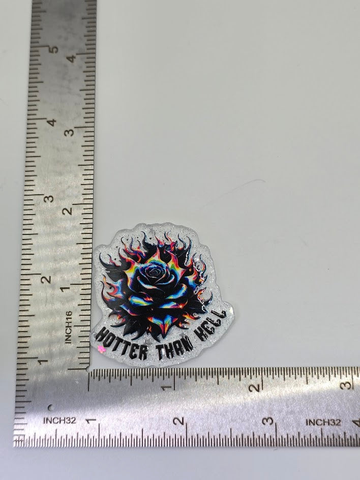 Acrylic Glitter Flatbacks - Hotter Than Hell