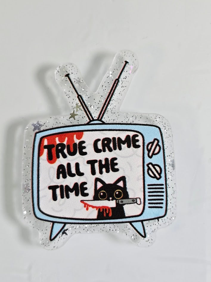 Acrylic Glitter Flatbacks - True Crime All The Time