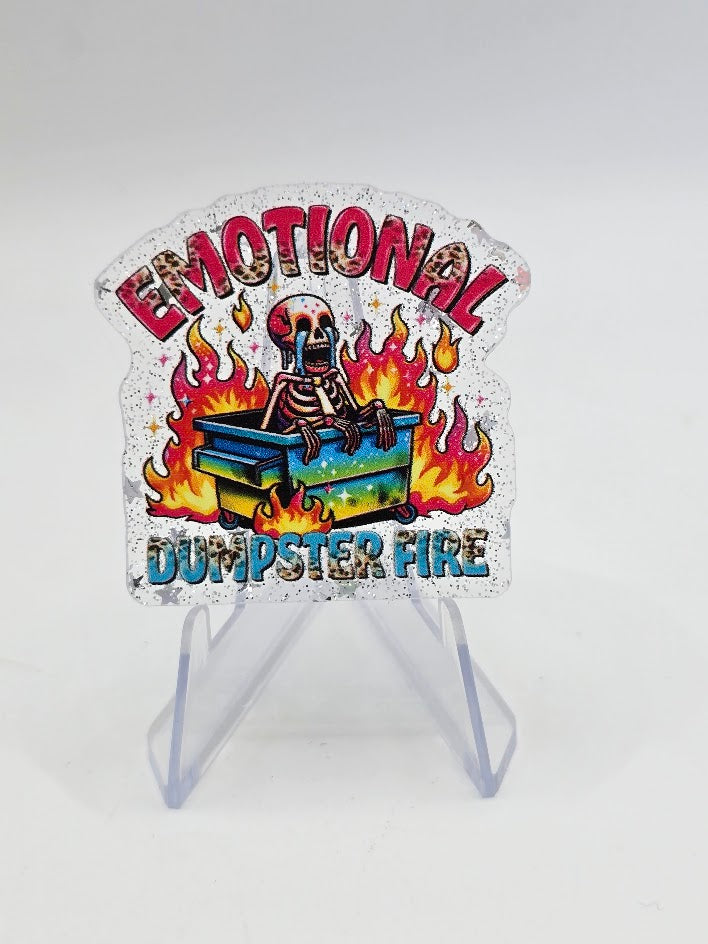 Acrylic Glitter Flatbacks - Emotional Dumpster Fire