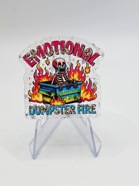 Acrylic Glitter Flatbacks - Emotional Dumpster Fire