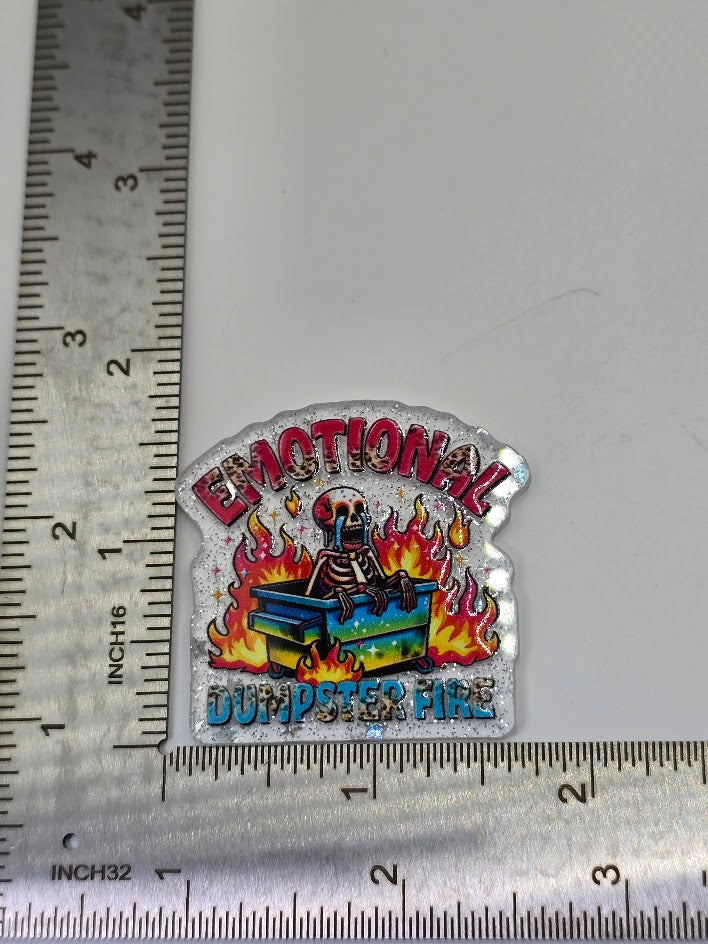 Acrylic Glitter Flatbacks - Emotional Dumpster Fire