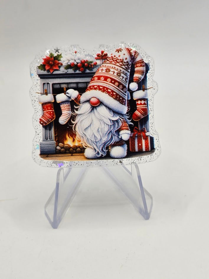 Acrylic Glitter Flatbacks - Christmas Gnome