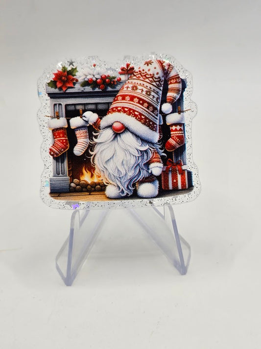 Acrylic Glitter Flatbacks - Christmas Gnome