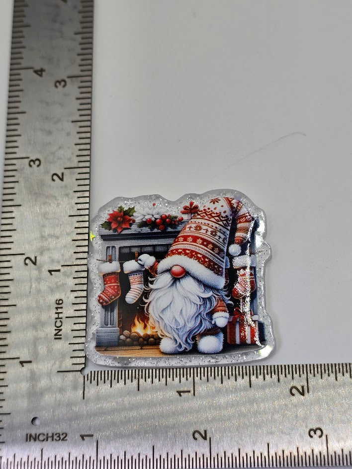 Acrylic Glitter Flatbacks - Christmas Gnome